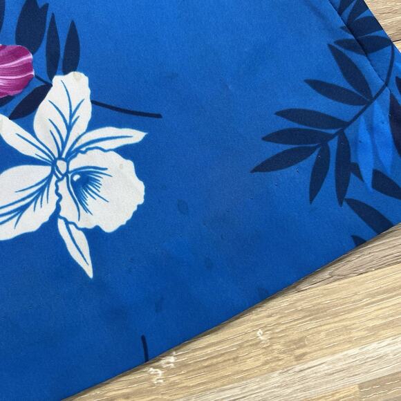 VTG Hilo Hattie’s Hawaii Floral Blue Muumuu Single Pocket One Size Long- JL396 - Picture 7 of 7